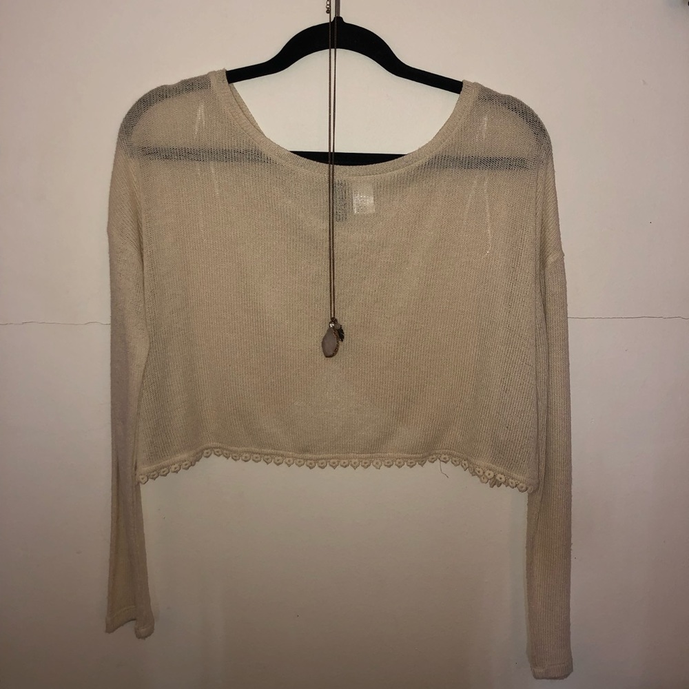 Cream sweater crop top
